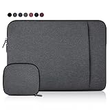 【Buen rendimiento de protección】La cubierta funda ordenador con función de absorción de impactos en el borde inferior y el acolchado interior suave en pueden proteger su computadora portátil de 360° de caídas, golpes y rasguños. La tela de poliéster puede proteger su computadora portátil de salpicaduras o lluvia.
