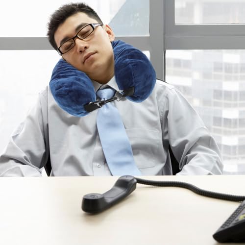 Almohada cuello ajustable algodón 91.5x17.5x0.6 cm azul miniatura 7