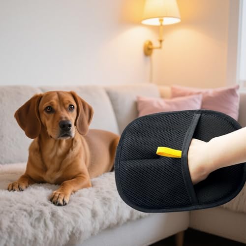 Image of Reusable Pet Hair Removal Gloves, Electrostatic Hair Remover, Efficient Grooming Gloves for Pet Hair, Dog and Cat Fur Electrostatic Gloves for Couch, Clothes, Carpet, Bed Sheet