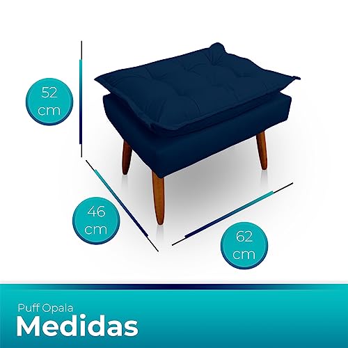 Puff Decorativo Opalla Retangular Azul Marinho Jylcrom