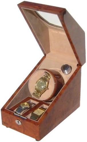 Landmark Single Automatic Watch Winder in Contemporary Burlwood by WatchWinderStore.com