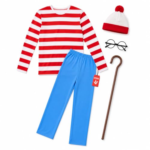 Morph Red and White Striped Costume Kids, Striped Character Costumes, Adult Book Character, World Book Day Costumes for Kids, Large