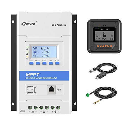 SolarEpic EPEVER Triron 40A MPPT Solar Charge Controller 150V PV Fit for 12v/24v Battery System with MT50 Remote Meter Lithium Battery Charger LiFePO4