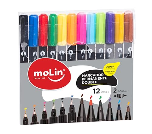 Canetas Artisticas Dual Point Bolsa c/ 12 Cores