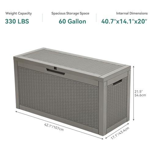 image for YITAHOME 60 Gallon Resin Deck Box, Weather Resistant Outdoor Rattan St