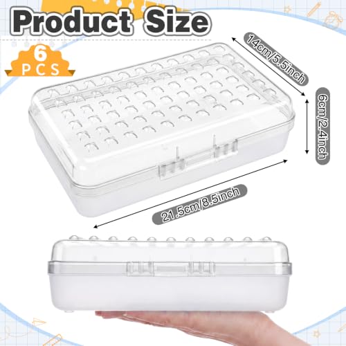 Image of Blulu 6 Pack Plastic Pencil Boxes Bulk Large Pencil Case,Clear | 8.5 x 5.5 x 2.4in, with Snap Lid, Large Capacity Pencils Holder for Organize and Carry, Watercolor Pens Stationery for Office