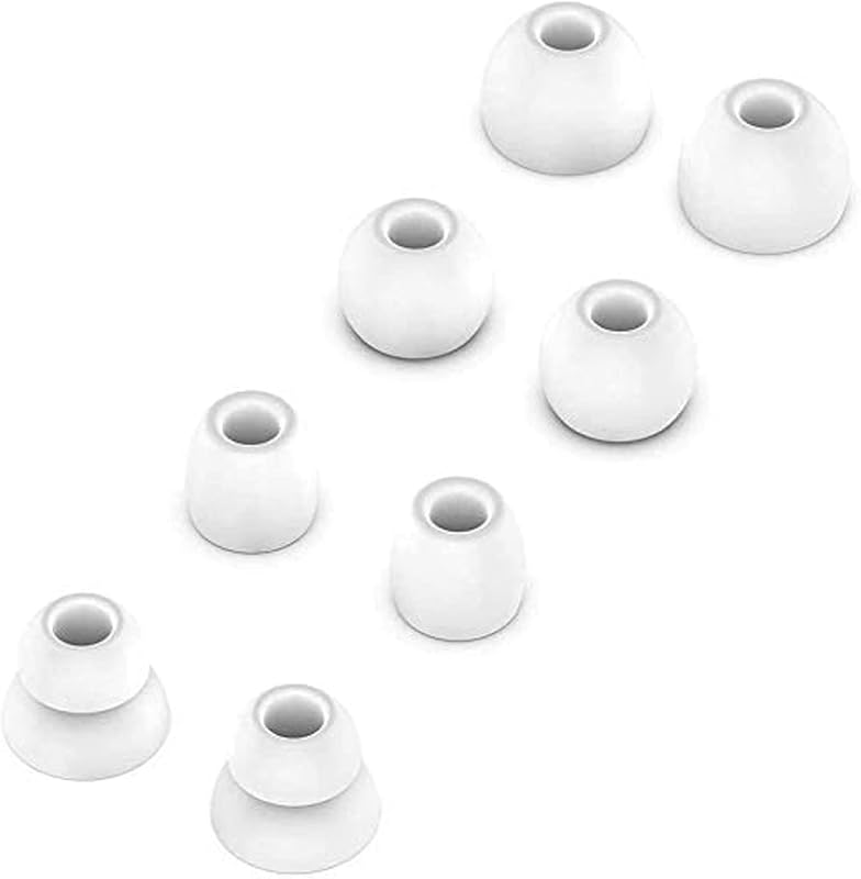 Adhiper Replacement Ear Tips for Beats Powerbeats Pro Earbuds, White | 4 Pairs, Soft Silicone Replacement Tips for Powerbeats Pro, Beats Felx, Beats X, urBeats Earbuds, Fit in Case, Secure Fit