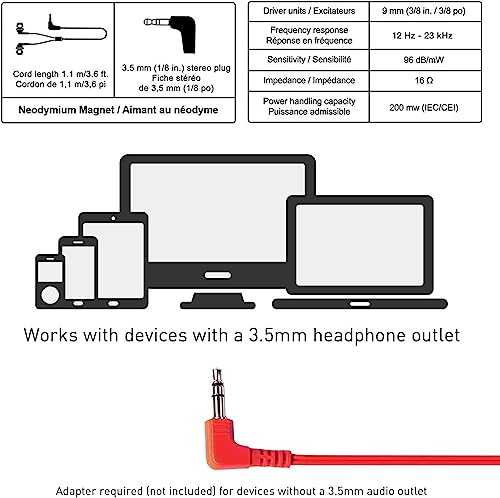 Panasonic ErgoFit Kabelgebundene Ohrhörer, RP-HJE120-KB, Bequeme Passform, In-Ear-Kopfhörer mit klarem, dynamischem Sound, Mattschwarz/rot Panasonic ErgoFit Kabelgebundene Ohrhörer, RP-HJE120-KB, Bequeme Passform, In-Ear-Kopfhörer mit klarem, dynamischem Sound, Mattschwarz/rot