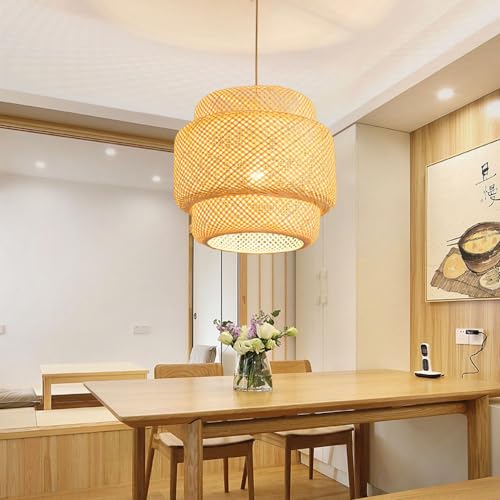 Lámpara de ratán de 30cm para iluminar mesas de restaurante y comedor 4