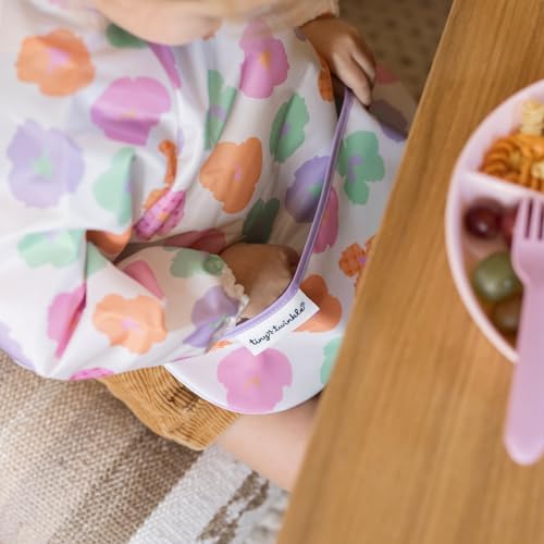 Image of Tiny Twinkle Long Sleeve Bib for Babies & Toddlers | Waterproof Smock Bib for Eating | Machine Washable & Mess-Proof Feeding Essentials | Newborn Shower Gift (Floral Pop, 6-24M)