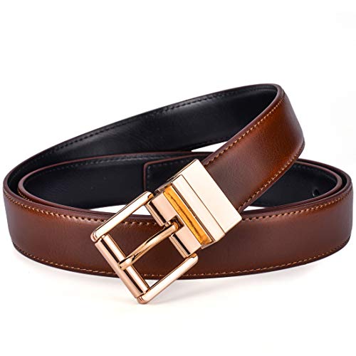 Image of Beltox Men's Belt Dress Casual Reversible Leather 1.1 inch w Roller Buckle Rotated