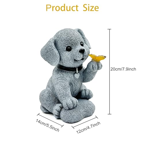 lekymo Solar Garden Decor Dog Statue with Butterfly Light Solar Lights Outdoor Waterproof Outdoor Solar Lights Garden Decor for Outside Lawn Decor Cute Dog Statue for Patio, Balcony, Yard Ornament - Image 3