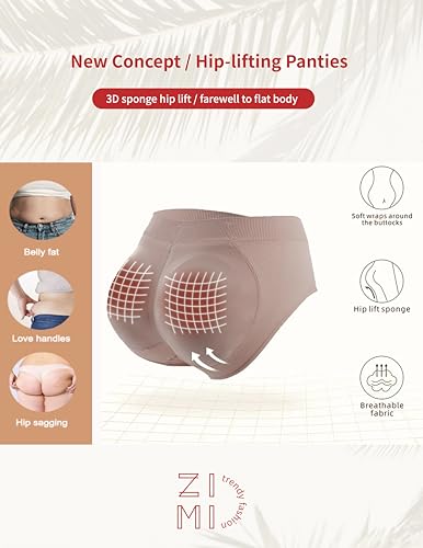 Image of Zimi Collection Butt Lifter Panties Underwear for Women with Removable Pads Seamless Booty Pads Hip Enhancer Panty