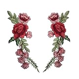 EXCEART 6pcs Denim Jacket Macrame Decor Colored Jeans Sewing Patches Rose Lace Flower Applique Iron on Patches for Jeans Clothes Decoration Embroidery Badge Clothing Red Rose Lace Backpack
