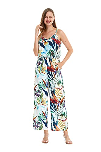 Women's Hawaiian Strap V with Pockets Jumpsuit in Lost in Paradise XL