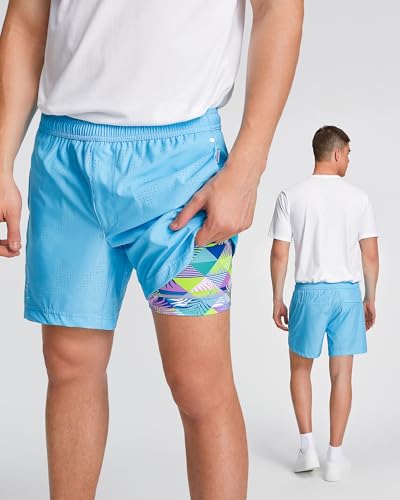 Image of maamgic Mens Running Shorts with Compression Liner 5 inch Quick Dry Workout Shorts Anti-Chafe Gym Shorts 2 in 1 Athletic Shorts