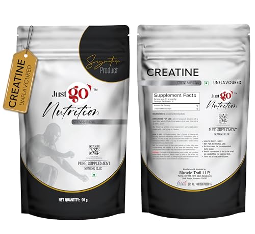 Image of Creatine Monohydrate Powder Unflavoured | Creatine for Men & Women for Muscle Gain, Strength & Power | Gym Supplement for Bodybuilding & Fitness | Pure Creatine | (90 g (30 Servings))