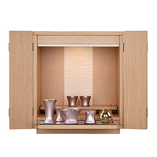 WEB限定 お仏壇のはせがわ カルム オーク調 セット ピンク 仏壇 モダン 小型 ミニ 棚置き コンパクト シンプル 高さ41cm 14号 ナチュラル おりん付 セット