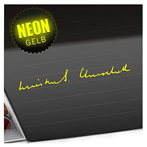 Kiwistar - Adhesivo para el coche – Winston Churchill – Amarillo neón – 60 x 7 cm – Pegatina para coche, portátil, bicicleta, camión, moto, multicolor JDM Decal Racing