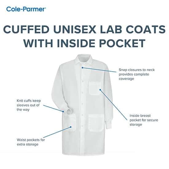 VF Workwear Cuffed Unisex Lab Coat, Large, (42.5-46)