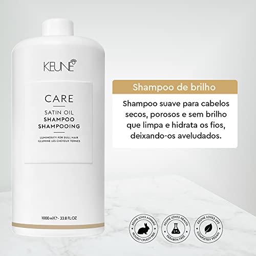 KEUNE Care Satin Oil Shampoo 1000 ml, White, 1 l (Pack of 1) - Image 2