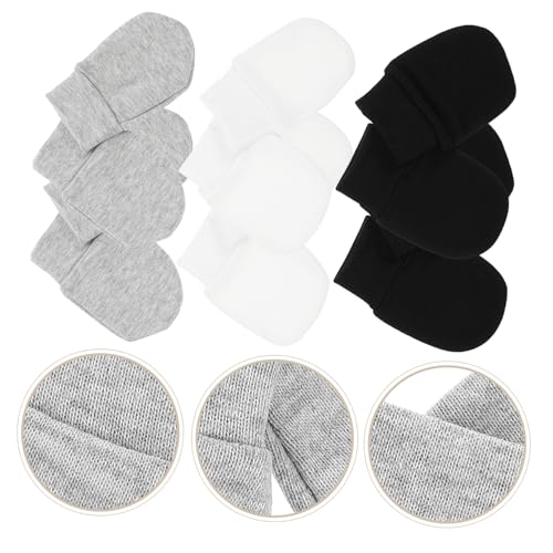 9pairs Anti-scratch Cotton Mittens Comfortable No Scratch Hand Protectors for Newborns Soft Boy Girl Gloves White Black Gray Keeping Safe3