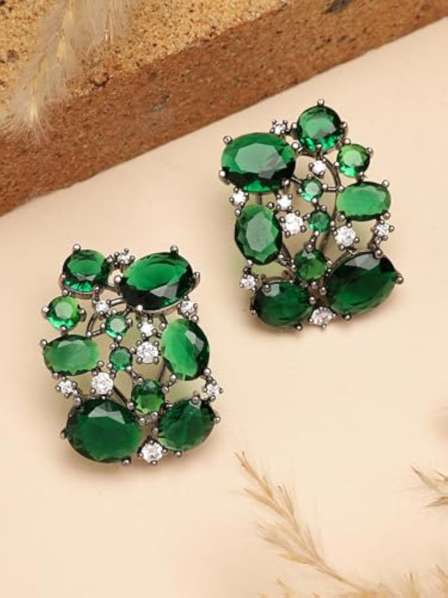 Glamorous American Diamond Stone Stud Earrings, Elegant Gift