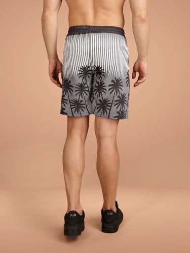 Image of BULLMER Regular Fit Cotton Blend Summer Shorts for Men - Pack of 1 | Printed Shorts for Men Grey