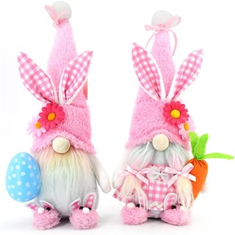 FONDUO 2 Stück Osterdeko Wichtel Ostern Deko Wichtel frühlingsdeko Plüsch Wichtel Figuren Osterhasen Figuren Osterdekoration Frühlingsdekoration Wichtel Cover