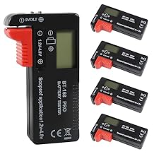 5 Pack Battery Tester, Digital LCD Universal Battery Checker Small Battery Testers for AA AAA C D 9V 18650 Button Cell Household Batteries Model BT-168 PRO Battery Checker Tester