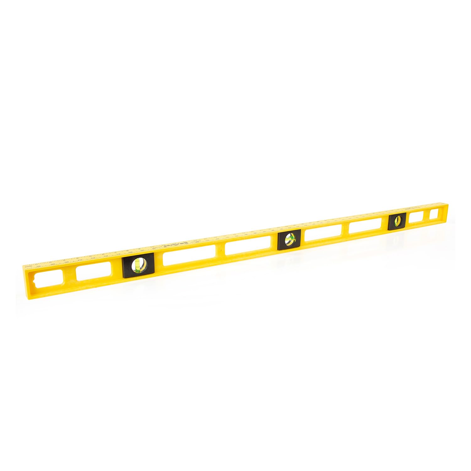 Mayes 10102 Polystyrene 4ft Level, 48 Inch Level Made in the USA, Contractor, Plumber, and Carpenter Tools, Impact Resistant Frame, Three Vials, Accurate to .001 Inch, Won’t Scratch Work Surfaces