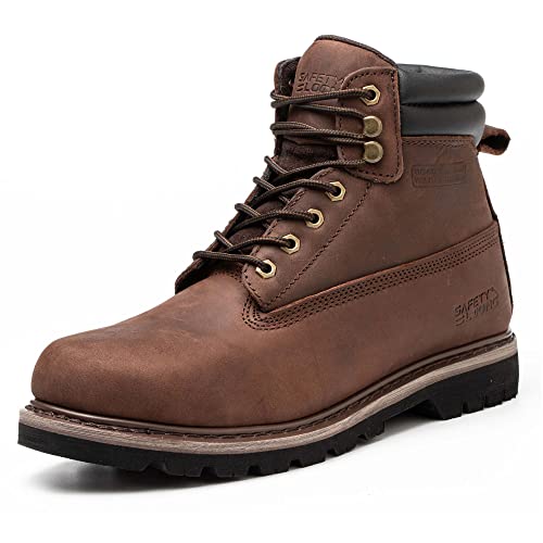SAFETY LOONG Men's Water-Resistant Leather Work Boots 11.5