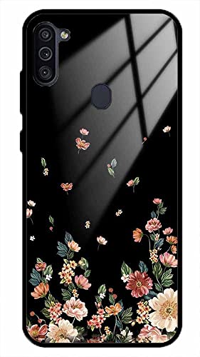 Image of NDCOM for Samsung Galaxy M11 Back Cover Flowers Girly Printed Glass Case