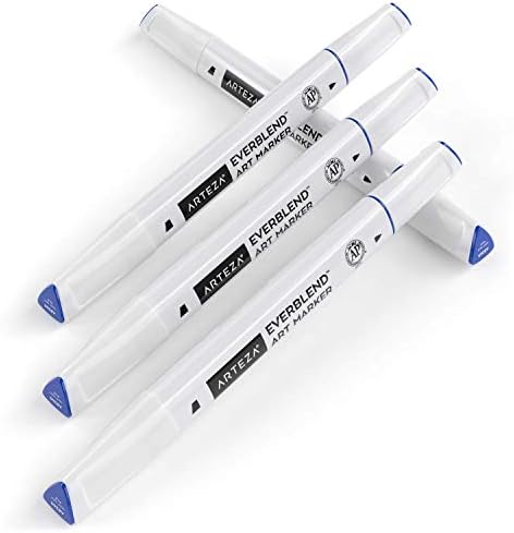 ARTEZA Everblend Art Markers, Set of 60 Colors, Sketch Markers with Dual Tips (Fine and Broad Chisel) for Painting, Coloring, Sketching and Drawing Include Organizer Case with 72 Slots