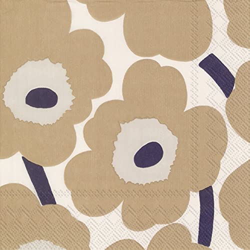 Ideal Home Range L552665 20 Count Paper Lunch Napkins, Marimekko Unikko Cream Linen, 6.5