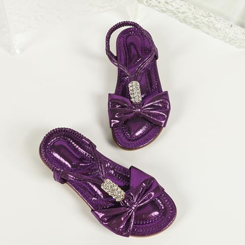 Image of Toddler Girls Sandals Elastic Strap Comfort Soft Princess Flats Summer Cute Bowknot Summer Shoes
