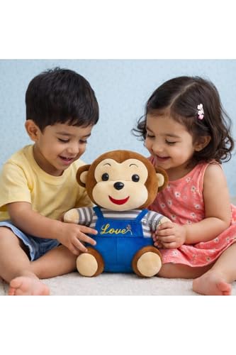 Image of Sitting Monkey Soft Toy for Girls Boys Kids,Sky Blue,Sitting Love Animal Plush Stuffed Baby Teddy Gift Birthday, 20 cm