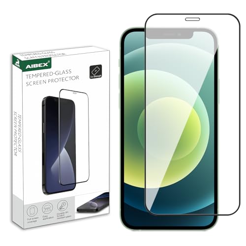 Image of AIBEX Tempered Glass for Apple iPhone 12 / Apple iPhone 12 Pro | 9H Hardness | Anti-Glare & Anti-Fingerprint | Water Resistant | Edge-to-Edge Full Screen Protector | Bubble-Free Installation