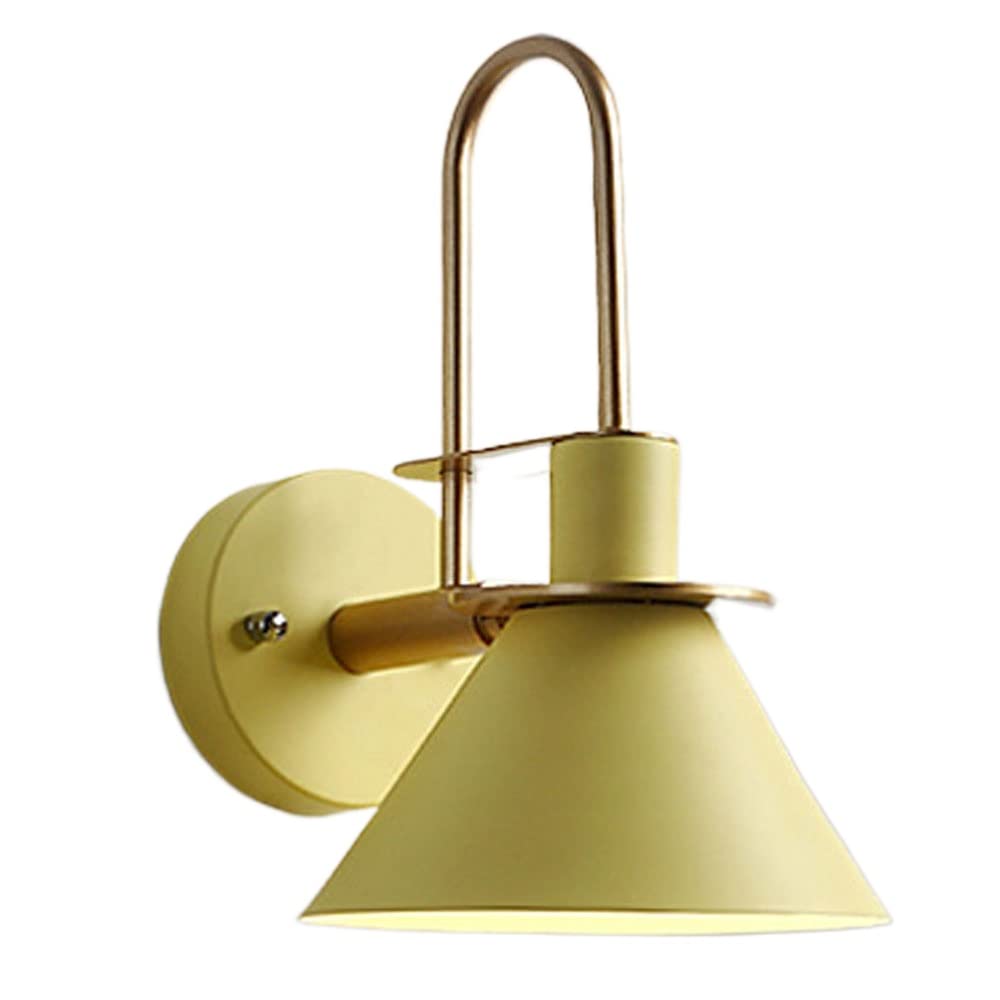 SMCCYYSD Light Luxury E27 Metal Bedside Wall Lamp - Minimalist Indoor Lantern for Living Room & Bedroom, Creative Sconce Aisle, Corridor Hotel Stairs Lighting (Yellow)
