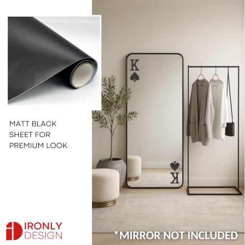Image of Sticker for Glass & Mirrors| Minimal Vinyl Decal for Bedroom Bathroom & Cafe | Self-Adhesive Waterproof Quote Aesthetic Mirror Sticker | No Mirror Included (King of Spades, Large, Matt Black)