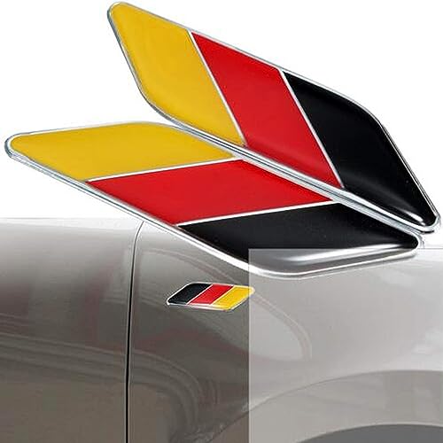 Image of Set /2Pcs 3D Germany Flag Car Emblem, Germany Car Body Fender Badge, German Flag Car Sticker Decals for BMW M Power, Audi R-line, Mercedes-Benz AMG Replacement Accessories