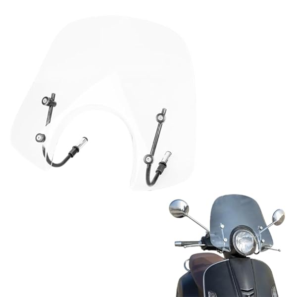 Motorcycle Windshield Windscreen for Piaggio Vespa Primavera 150 GTS 250 300 GTS250 GTS300 2017 2018 2019 Wind Protector Deflector (Clear+Black Bracket) by TAZGANTAX - Image 2