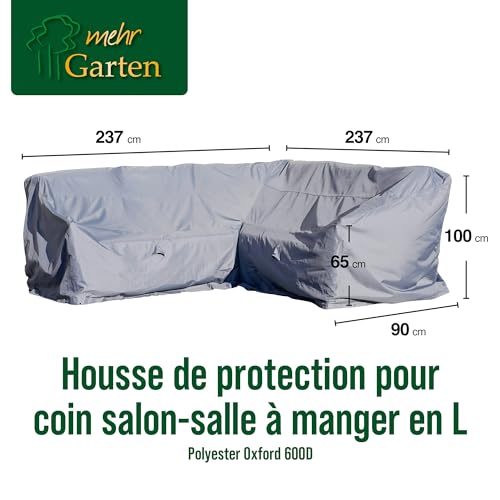 Housse pour canapé d'angle de jardin en polyester tissé 600D