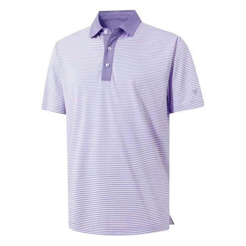 M MAELREG Polo Shirts for Men Dry Fit Moisture Wicking Performance Golf Sport Short Sleeve Striped Mens Golf Shirt
