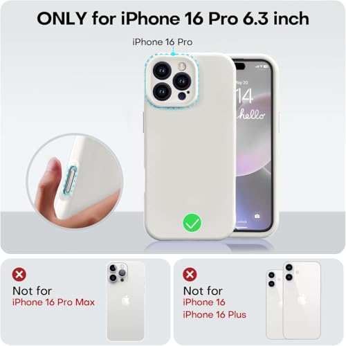 Image of DIZORO Compatible For iPhone 16 Pro Camera Protection Case 6.3, Slim Liquid Silicone Case 3 Layers Full Covered Soft Gel Rubber Phone Case Protective Cover 6.3 Inch - (Natural Titanium)