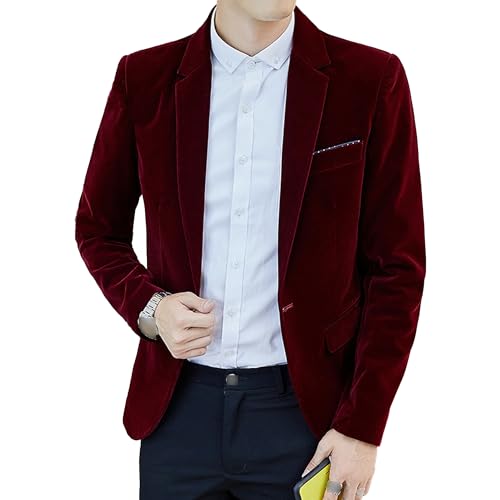 Veste en velours pour homme avec boucle unique pour costume rétro slim