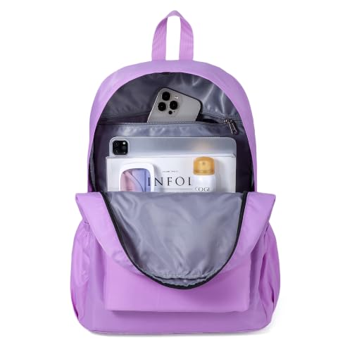 Image of AOTIAN Durable 17-Inch Water-Resistant Nylon Backpack - Lightweight Daypack for Men & Women, Perfect for Travel, Camping & Outdoor Adventures, Light Purple