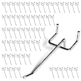 JEAWIWI 60 Pack 4 Inch Metal Pegboard Hooks, Fit 1/4 in and 1/8 in Peg Board Organizer Accessories, for Hanging Storage, Garages, Tool Sheds, Basements