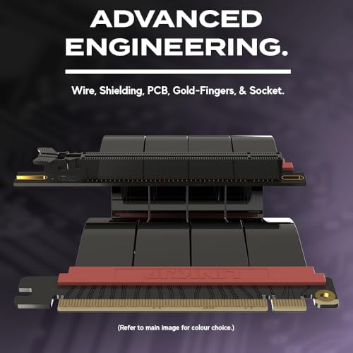 Image of LINKUP - AVA5 PCIE 5.0 Riser Cable (Open Box) [50cm (Total Length 54cm)] RTX5090 RX9070 GPU Ready | x16 128GB /s Speed | Compatible with PCIe 4.0 & WRX80 /WRX90E | Left Angle, Black