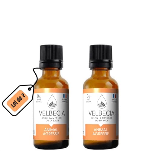 Velbecia® - Dr Bach Flores Animales Agresivos 30ml +1 GRATIS - SIN ALCOHOL - Calma a tu animal en situaciones difíciles de manejar